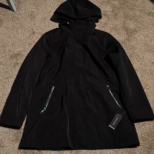 Nautica Black Hooded Coat women’s size XL jacket Full Zip Snap Water Resistant